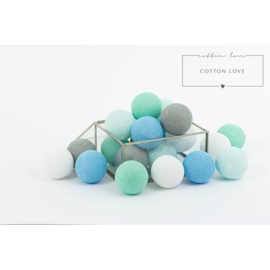 Bavlněné svítící LED kuličky Cotton Balls - mint pastel